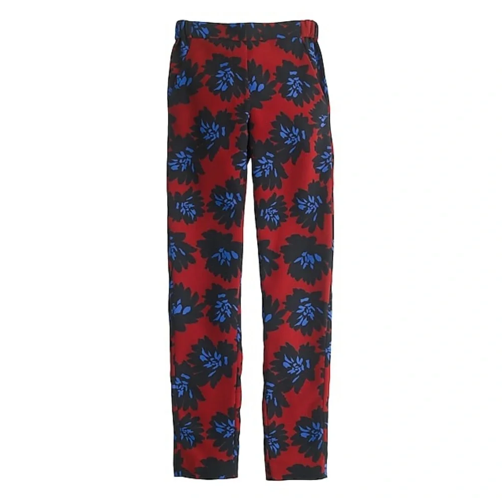J. Crew Firework Floral Pant Dark Red‎ Blue Black